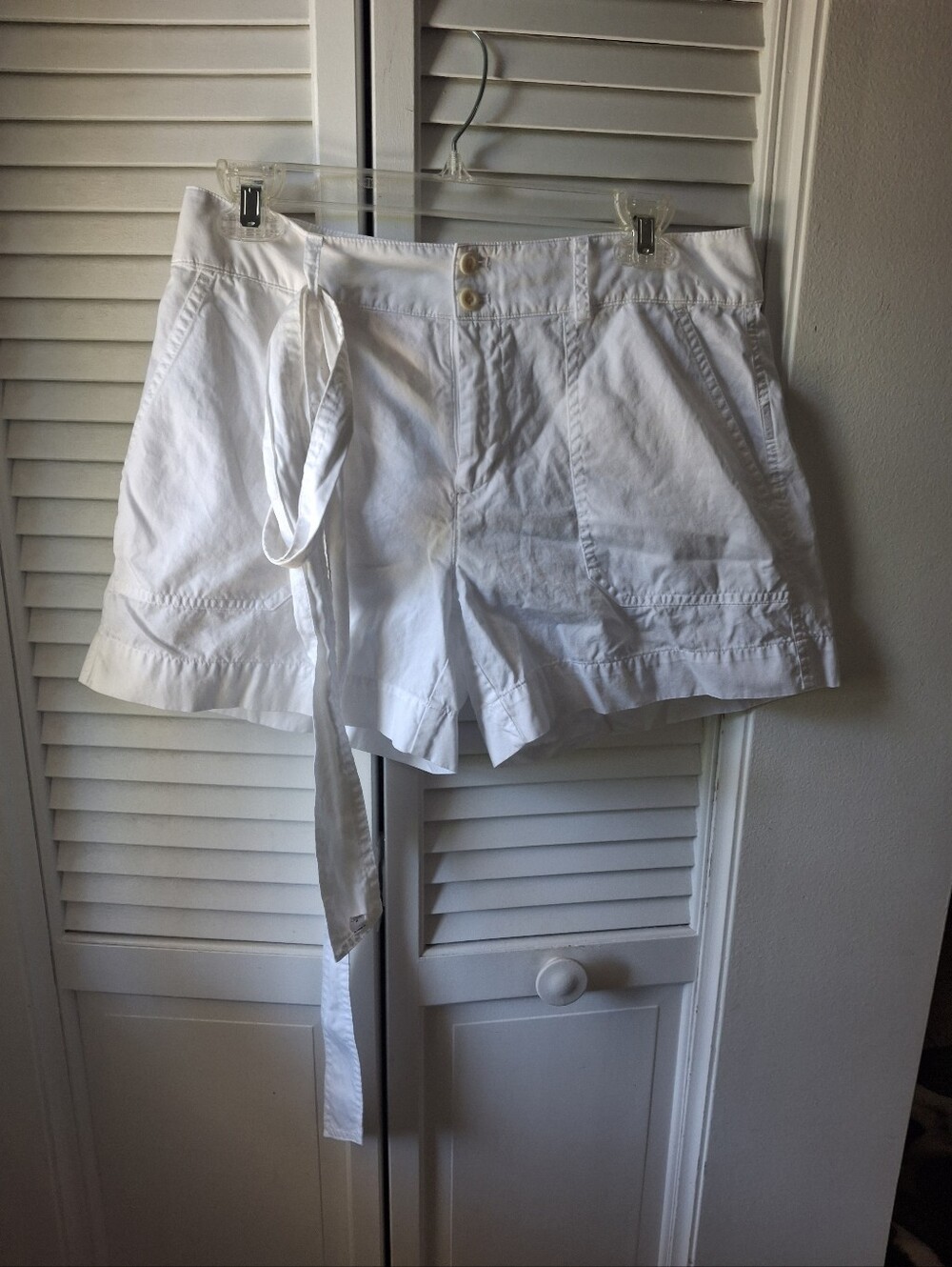 Ralph Lauren White Cotton Tie-Belt Bermuda Shorts